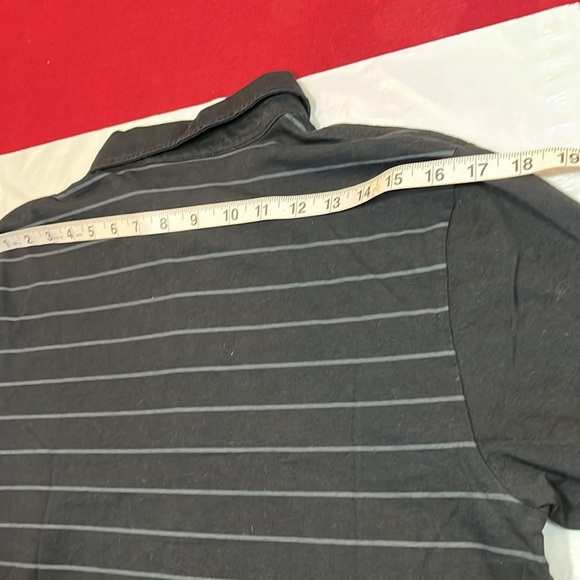 Mini Cooper BLACK Polo Shirt GRAY STRIPES Aqua white wide stripes COTTON mens Lg - Picture 12 of 12